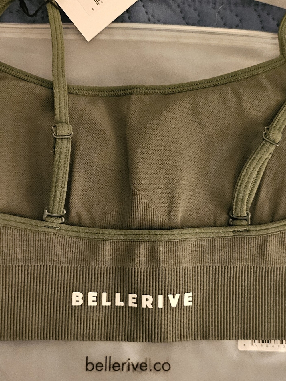 Bellerive Olive Green Ribbed 3pc Set (Sports btlra, shorts, leggings) NWT